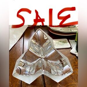 DAUM Crystal Cube Bowl. Clear & Frosted. Stunning Perfect. 1980 Estate Find EC